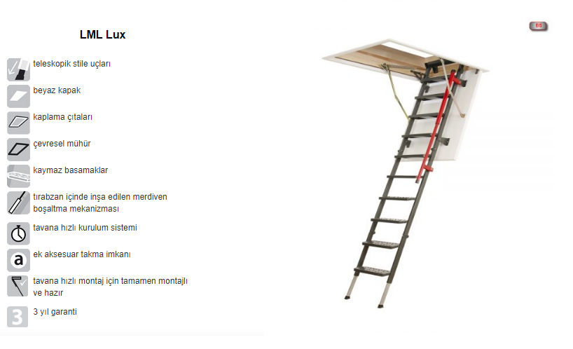 lux metal çatı merdiveni özellikleri
